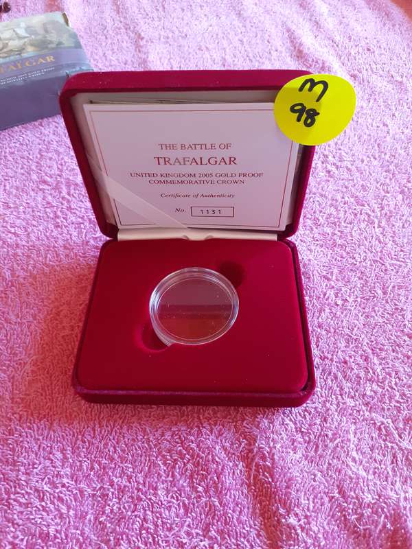 Empty Red Velvet Coin Holder Box. The Battle of Trafelgar - United Kingdom 2005