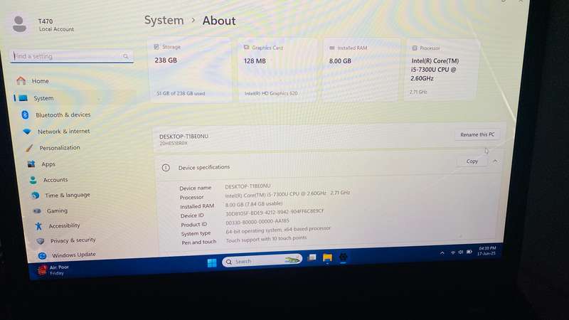 Lenovo ThinkPad T470 Touchscreen | Core i5 7th Gen