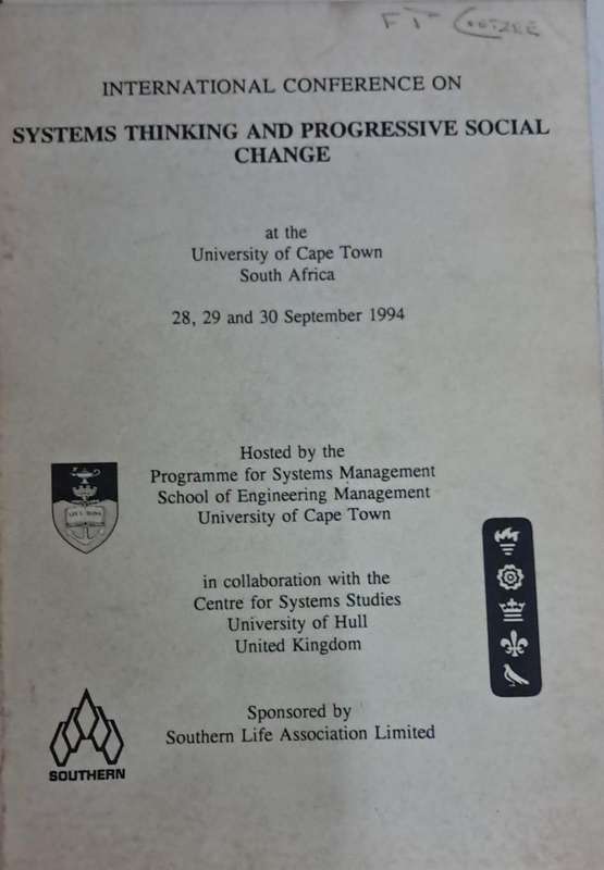 international conference on systems thinking and  progressive social change
