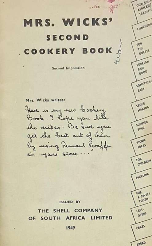 Mrs. Wicks second cookery book
