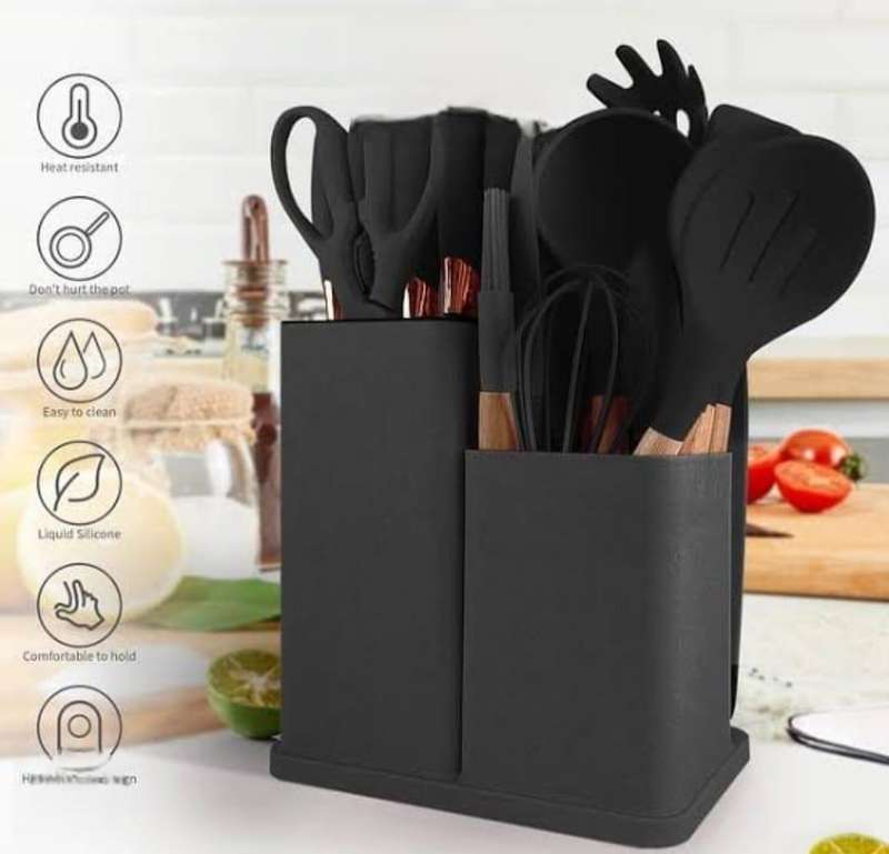19-Piece Silicone Kitchen Utensil Set  Heat Resistant Cooking Utensils for Non-Stick Cookware