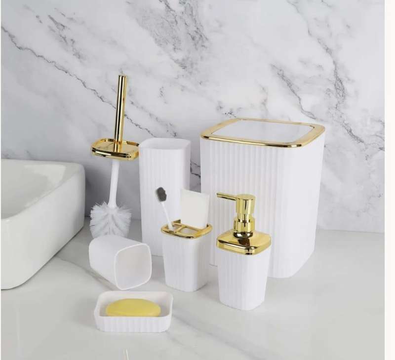 6-Piece Bathroom Accessories Set  Elegant & Modern Design Bath Set for Sink, Counter & Shower.
