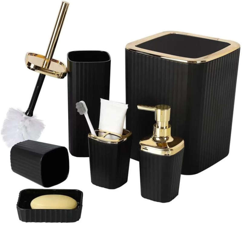 6-Piece Bathroom Accessories Set  Elegant & Modern Design Bath Set for Sink, Counter & Shower.