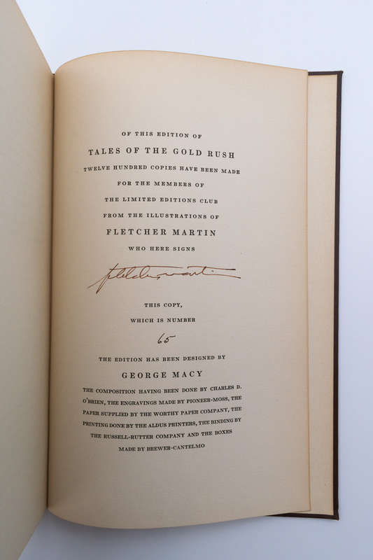 Tales of the Gold Rush by Harte, Bret - Signed by Illustrator Fletcher Martin