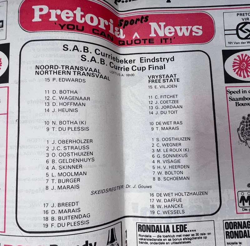 Currie Cup Finale 1981