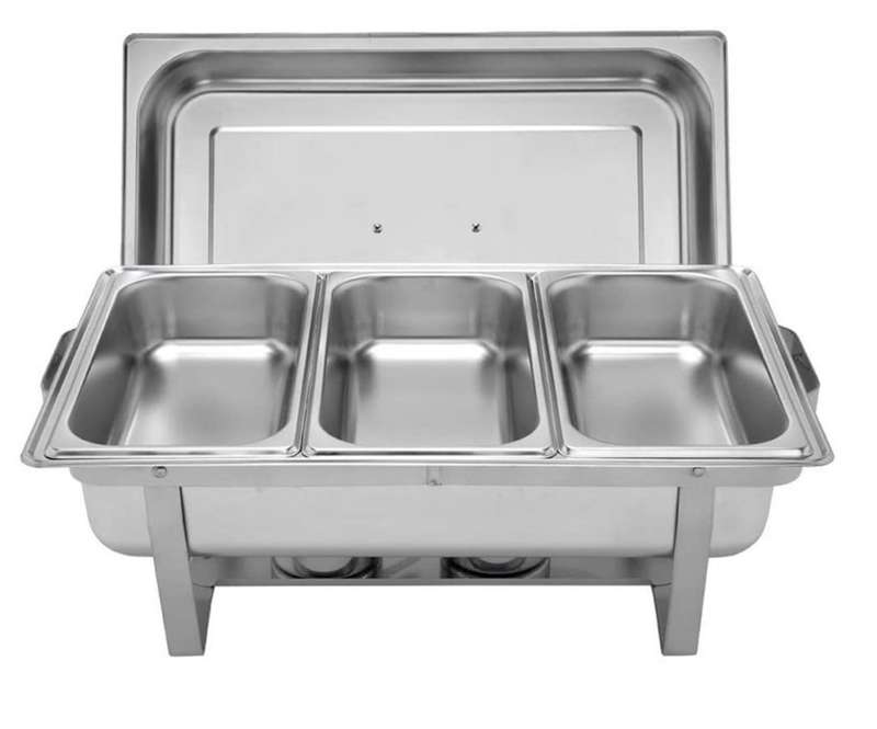 High Quality Stainless Steel Food Warming Triple Pan Chafing Dish - 9 Ltr