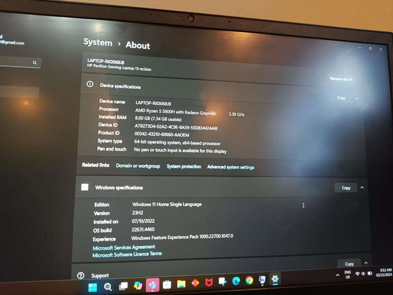 HP Pavilion Gaming Laptop AMD Ryzen 5 5600H 8.00 GB 512GB SSD