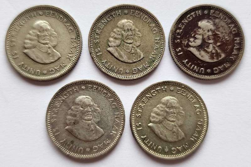 1961,1962 and 3×1963 Five Cent coins