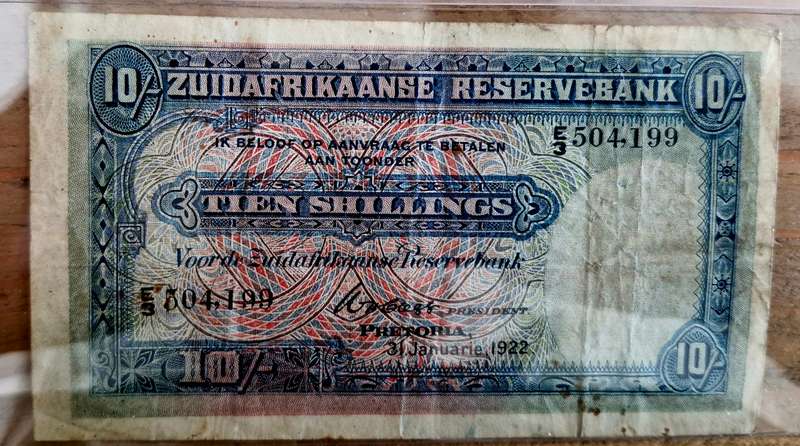 1922 South Africa 10 Shillings Clegg SCARCE