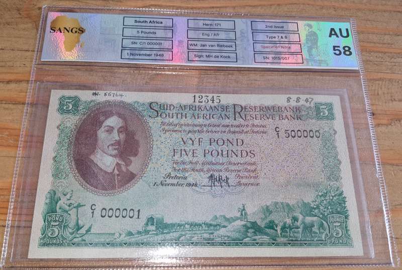 1948 South Africa MH De Kock 5 Pound Specimen Printers Proof
