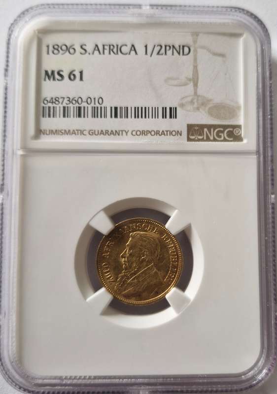 1896 ZAR Kruger Halfpond MS61 NGC Graded