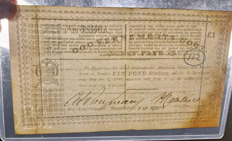 1901 Een Pond Gouvernments Noot Pietersburg Mockton & Kent watermark