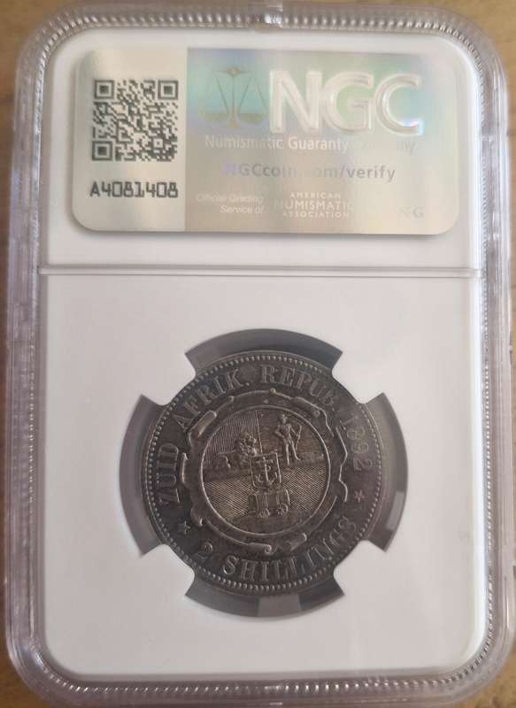 *1892 ZAR Kruger 2 Shillings NGC Graded MS64