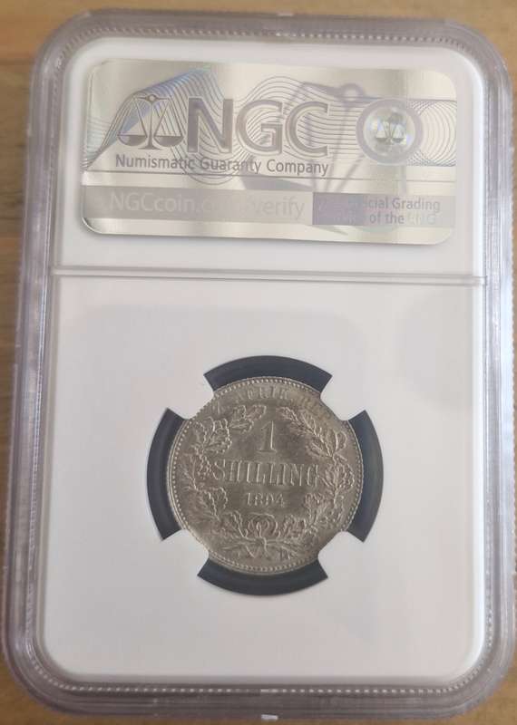 *1894 ZAR Kruger Shilling NGC Graded MS62