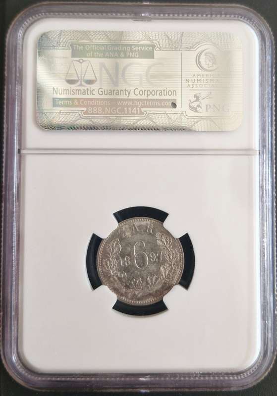 *1897 ZAR Kruger 6 Pence NGC Graded MS64