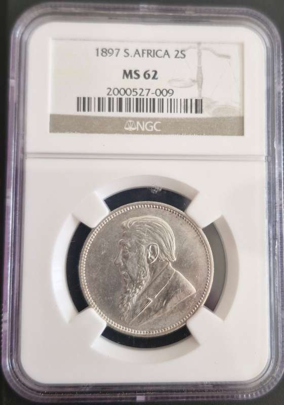 *1897 ZAR Kruger 2 Shillings NGC Graded MS62