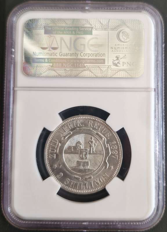 *1897 ZAR Kruger 2 Shillings NGC Graded MS62