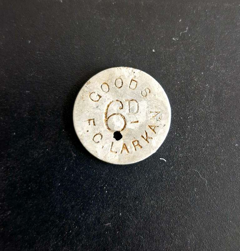 1906-1929 F.C Larkan 6d Store Token Scarce