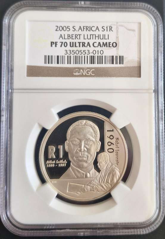 2005 South Africa Silver R1 Luthuli NGC Graded PF70 Ultra Cameo!