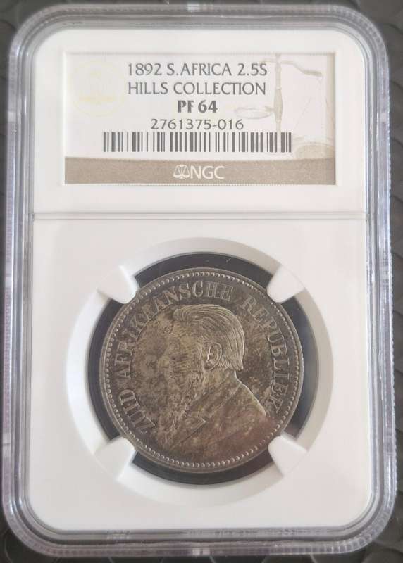 1892 ZAR Kruger Silver Proof Halfcrown 2/6 NGC - NGC Graded PF64