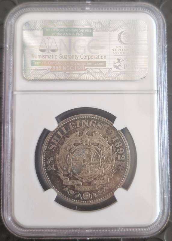 1892 ZAR Kruger Silver Proof Halfcrown 2/6 NGC - NGC Graded PF64