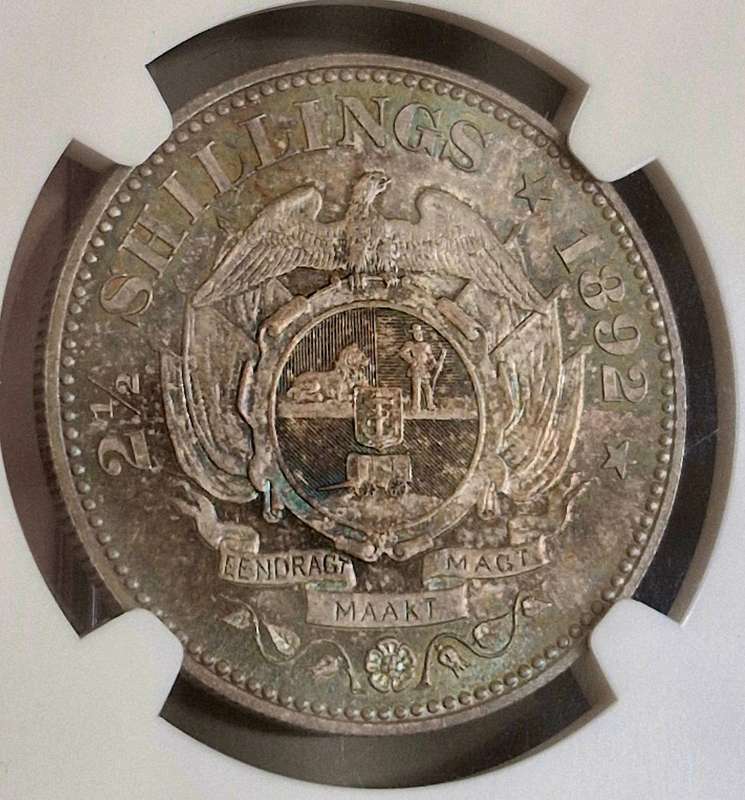 1892 ZAR Kruger Silver Proof Halfcrown 2/6 NGC - NGC Graded PF64