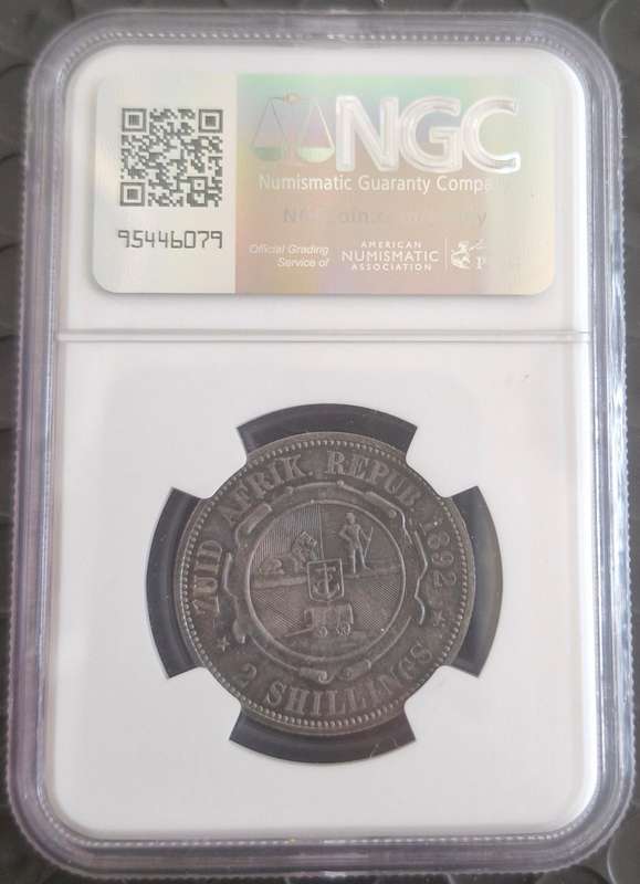 1892 ZAR Kruger Silver Proof 2 Shillings NGC - NGC Graded PF63