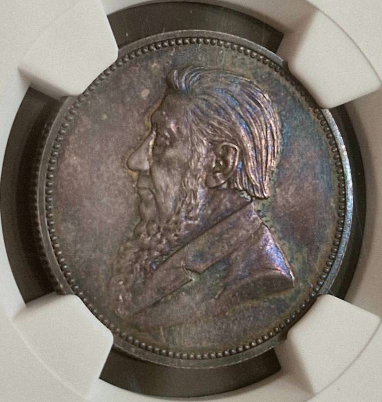 1892 ZAR Kruger Silver Proof 2 Shillings NGC - NGC Graded PF63