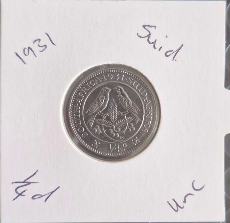 1931 Union of South Africa (SUID) Quarter Penny 1/4d Brilliant Unc