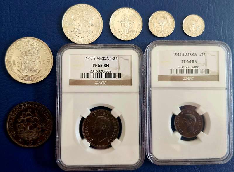 1945 Union of South Africa Full Proof Set Partially Graded