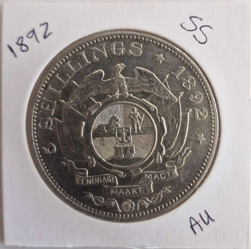 1892 ZAR Kruger Single Shaft 5 Shillings