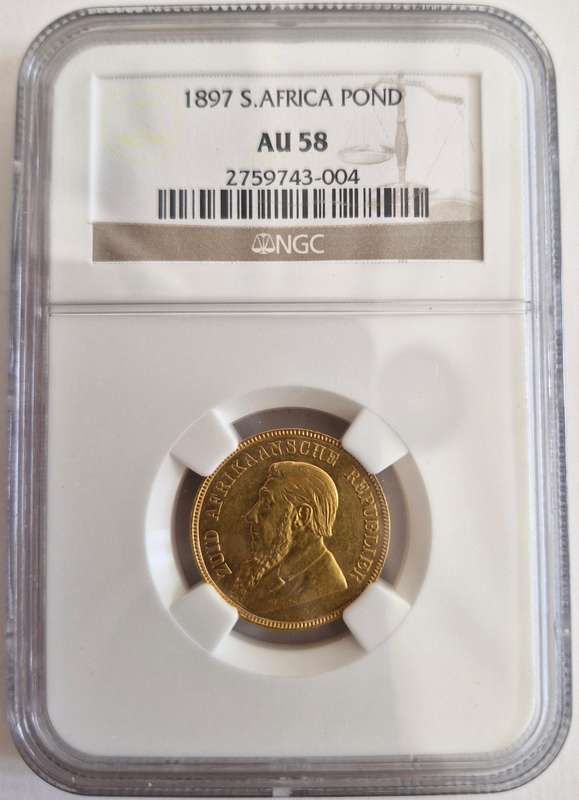 1897 ZAR Kruger Pond + Halfpond Combo NGC Graded AU58