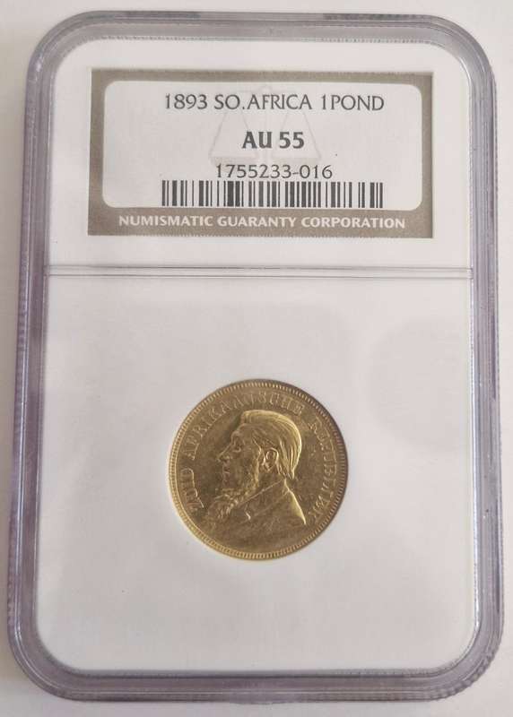 1893 ZAR Kruger Pond NGC Graded AU55