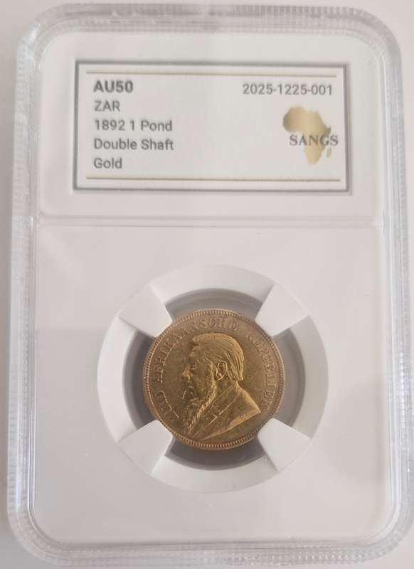 1892 ZAR Kruger Pond Graded AU50