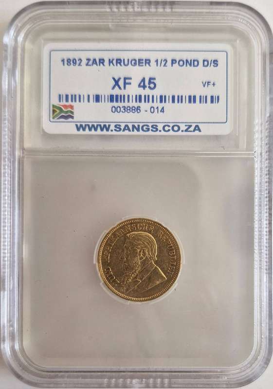 1892 ZAR Kruger Halfpond graded