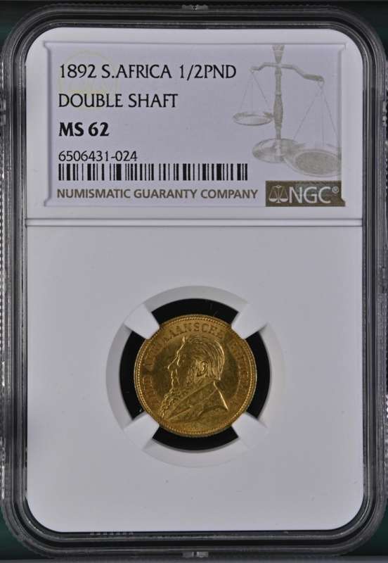 1892 ZAR Kruger Halfpond MS62 NGC Graded