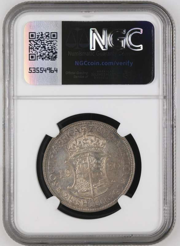 1930 Union of South Africa Silver Halfcrown NGC Graded MS62