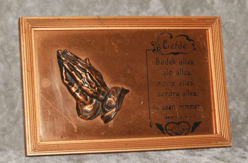 Copper wall hanging plaque "Liefde"