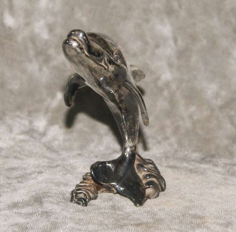 Vintage silver clad dolphin figurine