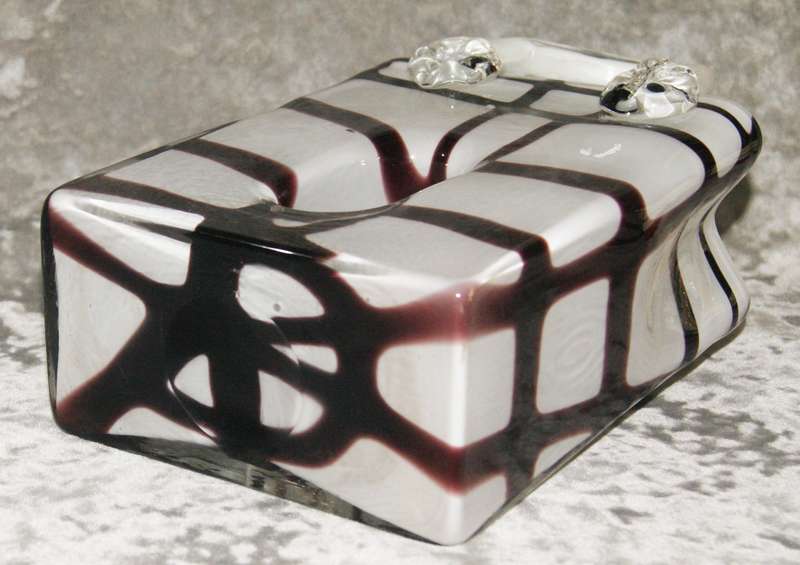 Czechoslovakian art glass handbag shaped vase
