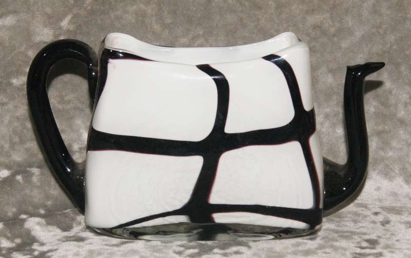 Czechoslovakian art glass teapot shaped vase