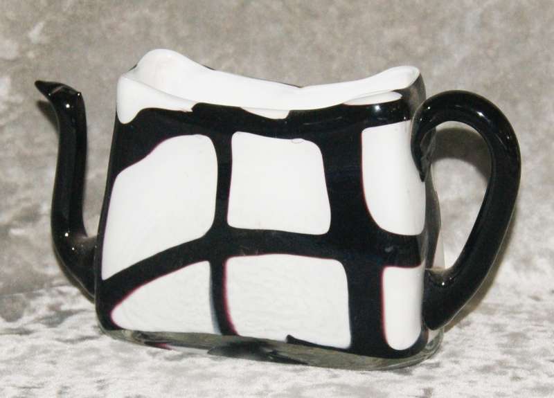Czechoslovakian art glass teapot shaped vase