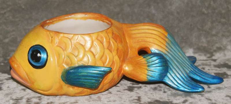 Hand painted ceramic fish planter