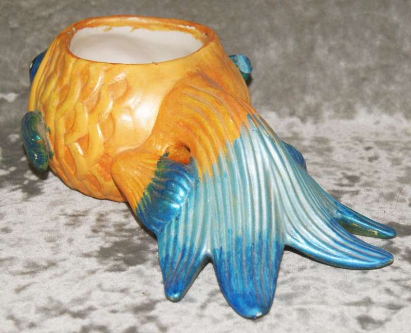 Hand painted ceramic fish planter