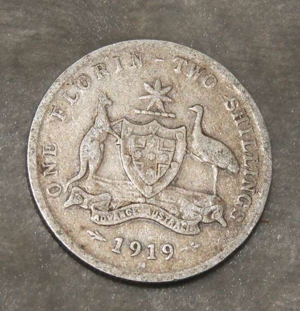 1919 Australian 1 florin Melbourne mint