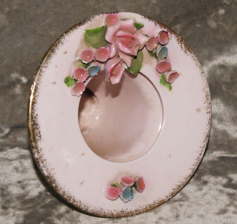 Vintage pink Lefton China hand painted porcelain vase
