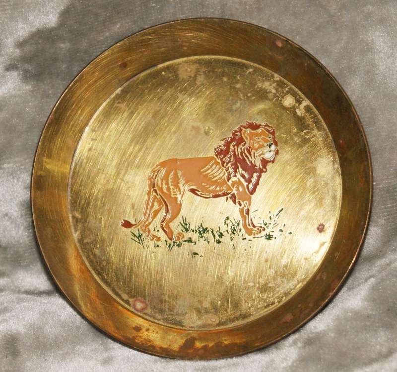 Set of 4 enameled brass coasters featuring African animals