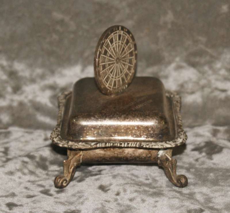 Silver plated footed darts trophy trinket box