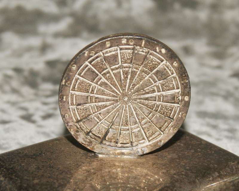 Silver plated footed darts trophy trinket box