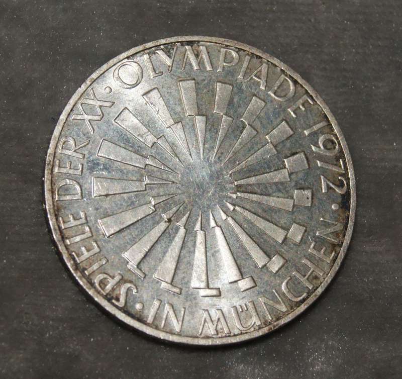 1972 10 Deutsche Mark (G mint mark) 62.5% silver Munich Olympic Games